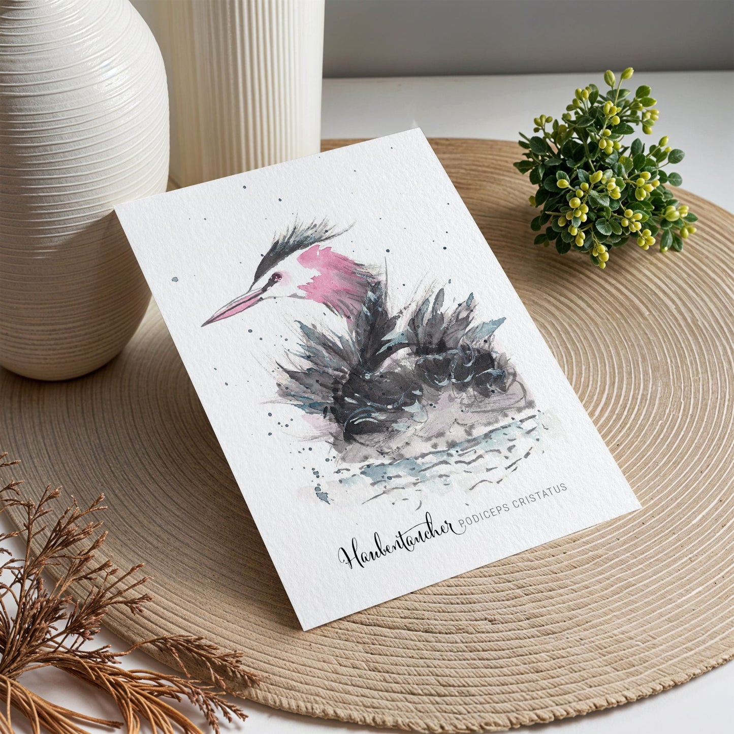 Postkarte – Haubentaucher